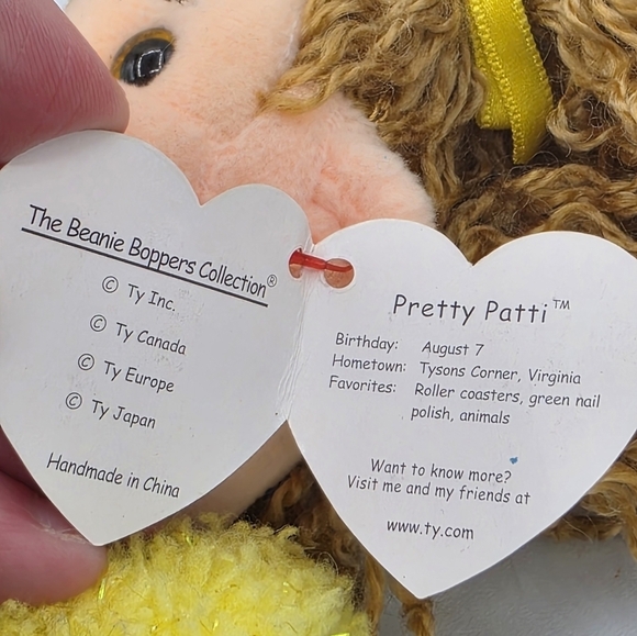 Vintage 2001 TY Beanie Boppers Pretty Patti with Tag Plush Doll - Picture 5 of 12